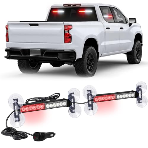XRIDONSEN 2x 10.7 inch Red White Emergency Lights 24 LED Strobe Light Bar - color: Red/White