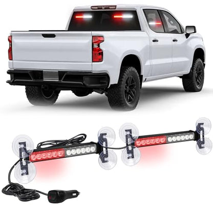 XRIDONSEN 2x 10.7 inch Red White Emergency Lights 24 LED Strobe Light Bar - color: Red/White