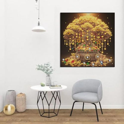 Money Tree Special Shape Diamond Art For Adult,Full Drill Wall Art 12X12in - color: YP112