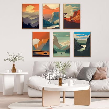 6 Pack Paint by Numbers Kit for Adults, National Park Canvas Painting Set - color: Park-1