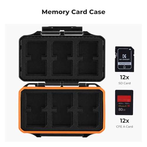 K&F CONCEPT 24 Slots Memory Card Case, Water-Resistant Shockproof - size: For 12 SD+12 CF