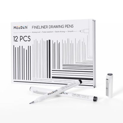 MEEDEN Micro Fineliner Drawing Pens: 12 Sizes, 0.05-3mm, Black Archival Ink - style: Multi-size (12 PCS)
