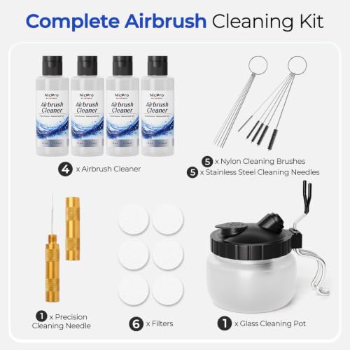 Nicpro Airbrush Cleaning Kit, 4 x 4 fl oz / 120 ml Airbrush Cleaner - size: 16 fl oz