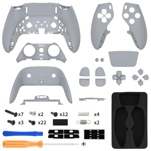 eXtremeRate Full Set Shell with Buttons Touchpad Cover Compatible with ps5 Edge Controller, New Hope Gray Replacement Decorative Trim Shell Front Back Plates Compatible with ps5 Edge Controller - color: New Hope Gray