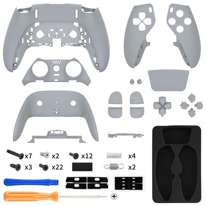 eXtremeRate Full Set Shell with Buttons Touchpad Cover Compatible with ps5 Edge Controller, New Hope Gray Replacement Decorative Trim Shell Front Back Plates Compatible with ps5 Edge Controller - color: New Hope Gray