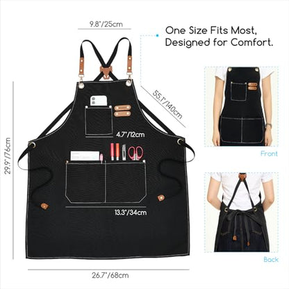 MEEDEN Painting Apron for Men Women: Adjustable Cross Back Waterproof - color: Black