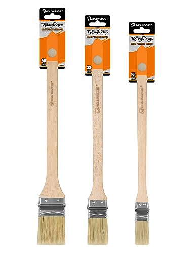 ROLLINGDOG 25mm, 38mm, 50mm Radiator Paint Brush Set - size: 25mm, 38mm, 50mm