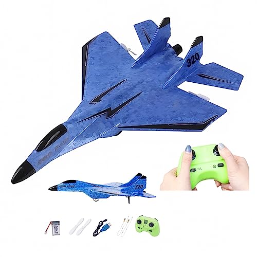 2023 New Remote Control Wireless Airplane Toy With Lights, USB Rechargeable SU-35 RC Remote Control Plane Glider, Outdoor Drop-Resistant Foam RC Air Planes Fighter Jet For Adults Aircraft Enthusiasts - color: Blue