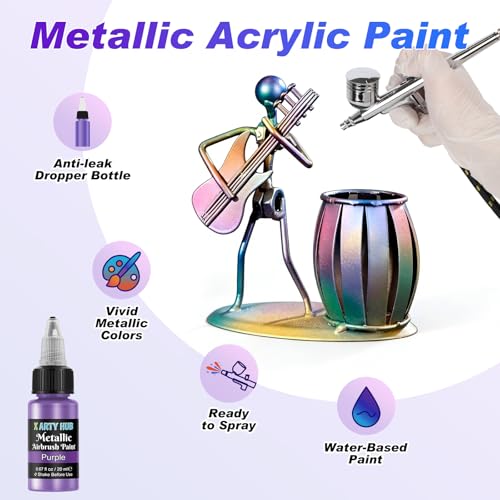 X ARTY HUB Metallic Airbrush Paint Kit, Water-Based Air Brush Painting Set