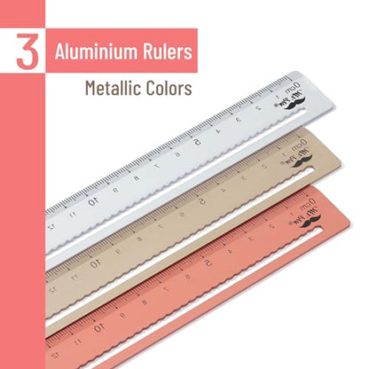 Mr. Pen- Steel Rulers, 3 pcs, 15cm, Silver, Gold, Rose Gold