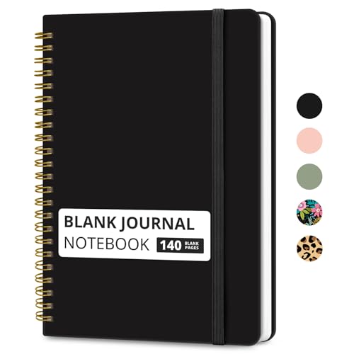 Taja Blank Spiral Notebook for Work, 5.7"x7.9" Spiral Plain Sketch Notebook - color: C-Black, style: d-Blank
