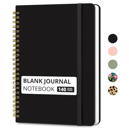 Taja Blank Spiral Notebook for Work, 5.7"x7.9" Spiral Plain Sketch Notebook - color: C-Black, style: d-Blank