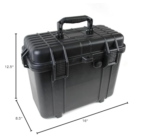 multicomp PRO 16" Weatherproof Equipment Case, made of Polypropylene Plastic, Black with Foam Insert, 16" X 12.5" X 8.5"