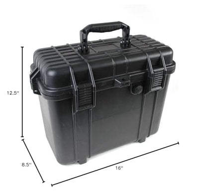 multicomp PRO 16" Weatherproof Equipment Case, made of Polypropylene Plastic, Black with Foam Insert, 16" X 12.5" X 8.5"