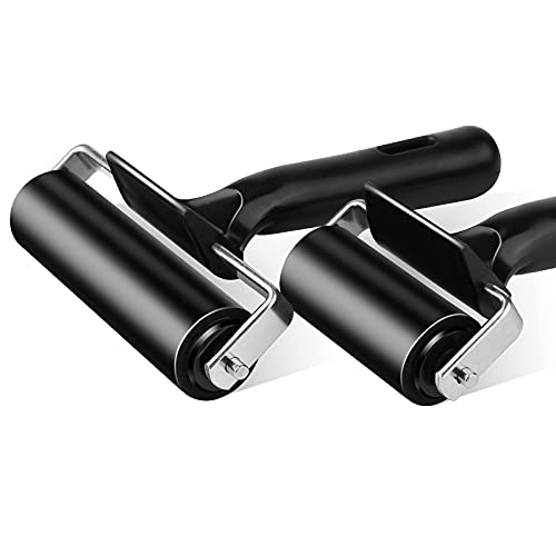 2Pcs Rubber Roller Brayer Rollers Hard Rubber 4 and 2.2 Inch for Printmaking (Black) by HRLORKC… - size: 1pack 2.2inch+1pack 4inch