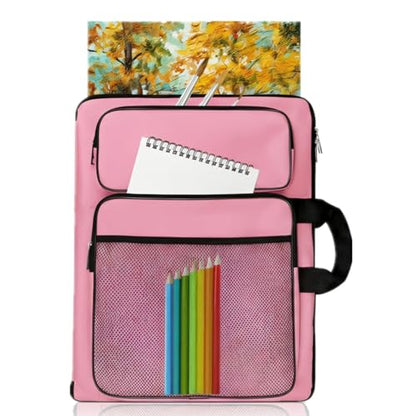 TreochtFUN Art Portfolio Kids Drawing Supply Bag 15 x 18 in -Small Art Bag - color: Pink