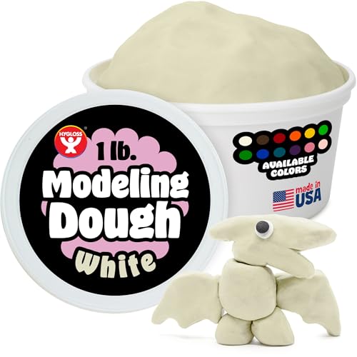 Hygloss Play Modeling Dough for Kids, White, 1lb, Unscented - color: White, style: Unscented dough