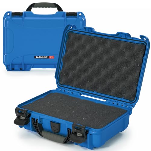 NANUK 909 Travel Hard Case with Customizable Cubed Foam – Waterproof Camera Case, 12.6” x 9” x 4.4”, Lightweight, Lockable, Dustproof, Impact-Resistant & Durable Protective Case – Blue - color: Blue