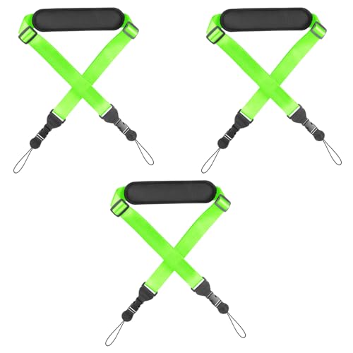 FIEIL Universal Shoulder Strap, Neoprene Padded Bag Strap with Double Adjustable Buckles, Comfortable Neck Lanyard for Camera, Tablet,iPad, Laptop, Binocular, Luggage Bag(3 Pack Fluorescent Green) - color: Fluorescent Green + Pad