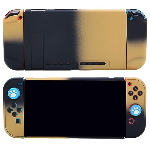 COMCOOL Dockable Case for Nintendo Switch 3 in 1 Protective Cover Case for Nintendo Switch with Screen Protector and Thumb grips - Black Yellow - color: Yellow Black