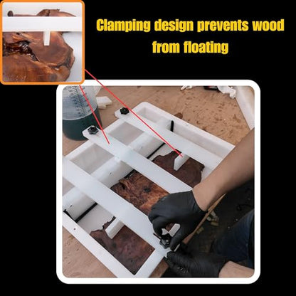 Kalinta Large Adjustable Epoxy Mold with Divider-39x19.5x3 in No-Seal Resin Mold Integrated Clamping System, Perfect for Beginners & Experienced Artists Alike - Ideal for Creative Resin Art Projects - size: 39"x19.5"x3"