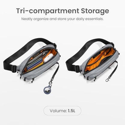 tomtoc 1.5L Sling Bag with RFID Blocking Crossbody Chest Pack for Men Women - color: Light Gray, size: 1.5L