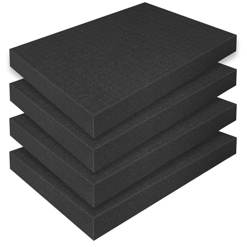 Egaageoi 4-Pack 16 x 12 x 2" Pre-Cubed Customization Gun Case Foam Inserts - color: Black, 4 Pcs, 16 x 12 x 2 Inch