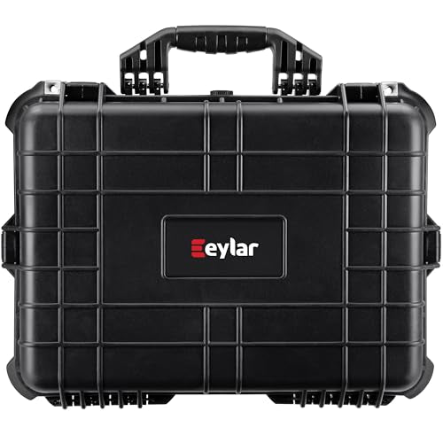 Eylar 20" Large Hard Case Equipped With Ragar Reconfigurable & Reusable XP Crosslinked Foam, Waterproof, Shockproof For Gear, Drones And Cameras (2 Red/Black Ragar Layers) - color: Black