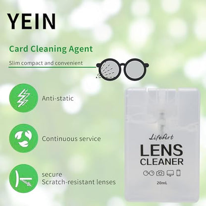 YEIN 4 Pairs Eyeglass Lens Cleaner Spray Kit with 2 Cloth, Anti-Static Cleaning Solution for Glasses&Sunglasses&Screens(Smaller) - size: 4 pairs