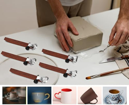 GEOCCI Pottery Handle Making Tool Sculpture Scraper Pottery Carving Tool Pottery Cup Handle Shape Tool for Tea Cup Mug Utensil Vase Handle Clay Cutters (5 PCS)