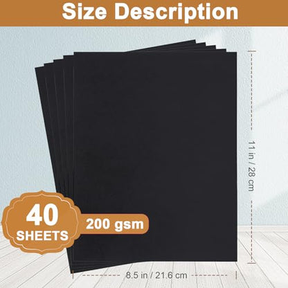 Silunkia 40 Sheets Black Cardstock 8.5 x 11 for Halloween 75lb - color: Black