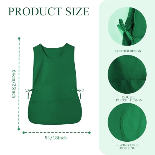 Cobbler Apron Unisex Smock Apron with Side Ties and 2 Deep Pockets Unisex Apron for work kitchen - color: Green