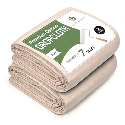 2Pk Recycled Cotton All Purpose Canvas Tarp Cover Painter Drop Cloth-6x9ft