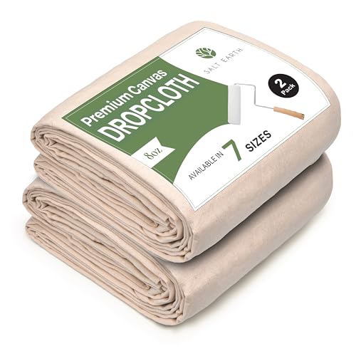 2Pk Recycled Cotton All Purpose Canvas Tarp Cover Painter Drop Cloth-9x12ft - size: Pack of 2 - 9x12