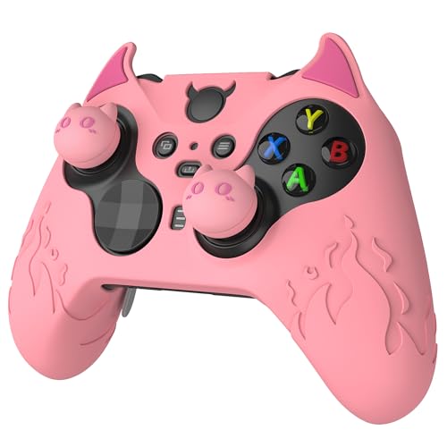 PlayVital Cute Demon Silicone Case Cover for Xbox Elite Wireless Controller Series 2, Kawaii Anti-Slip Shockproof Controller Skin Grip for Xbox Elite Series 2 Core with Thumb Grip Caps - Pink - color: Pink