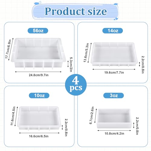 Large Rectangular Resin Molds 4PCS Epoxy Resin Casting Craft Mold Crystal Deep Casting Epoxy Mold for Flower Preservation Bookends DIY Art Home Décor, DIY Wedding Bouquets