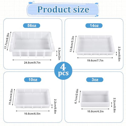 Large Rectangular Resin Molds 4PCS Epoxy Resin Casting Craft Mold Crystal Deep Casting Epoxy Mold for Flower Preservation Bookends DIY Art Home Décor, DIY Wedding Bouquets