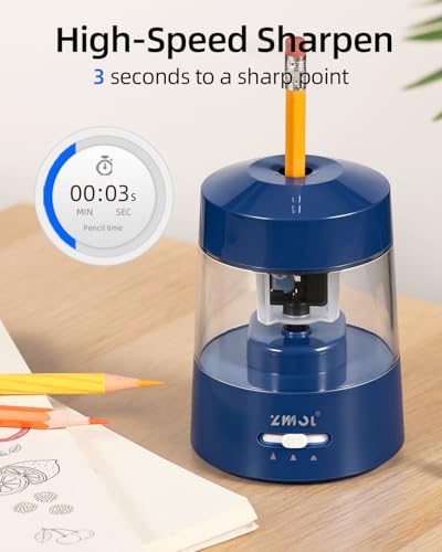 ZMOL Electric Pencil Sharpener Battery, 6-12mm Jumbo Pencils,Dark Blue - color: Dark Blue