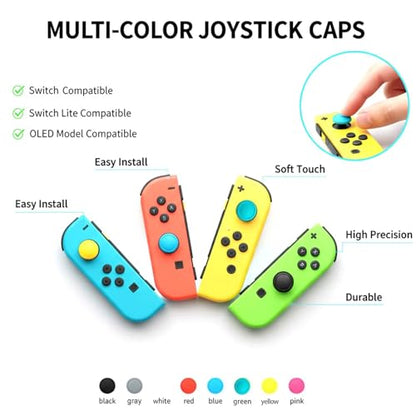 Ferkurn Joystick Replacement Cap Thumb Grip for Switch OLED Joycon & Switch Lite, Joycon Grip Button Stick Cover 3D Analog Cap Skin Replacement Part Repair Kit Accessories, 6PCS - color: Grey