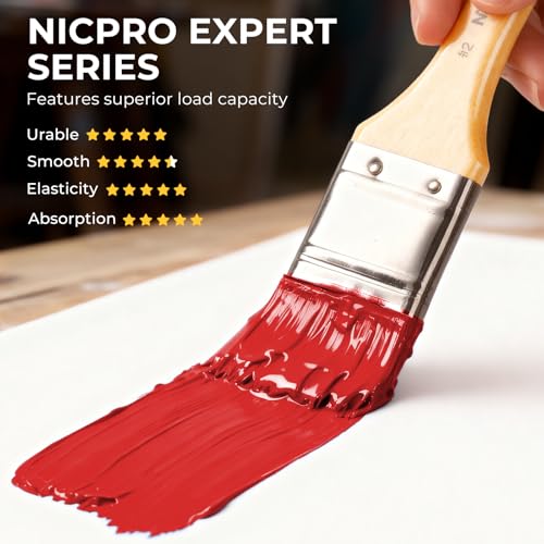 Nicpro 26pcs Professional Paint Brush Set with Palette Knife & Canvas Roll - color: Burlywood