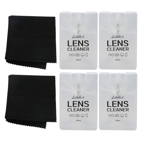 YEIN 4 Pairs Eyeglass Lens Cleaner Spray Kit with 2 Cloth, Anti-Static Cleaning Solution for Glasses&Sunglasses&Screens(Smaller) - size: 4 pairs