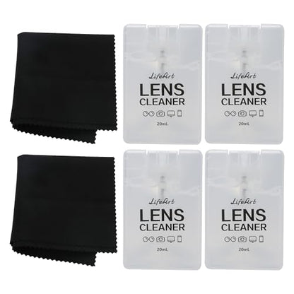 YEIN 4 Pairs Eyeglass Lens Cleaner Spray Kit with 2 Cloth, Anti-Static Cleaning Solution for Glasses&Sunglasses&Screens(Smaller) - size: 4 pairs