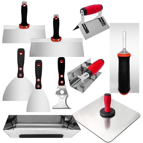 Drywall Knife Set, 10 Pcs Drywall Hand Tool Kit - color: Black, 10pcs