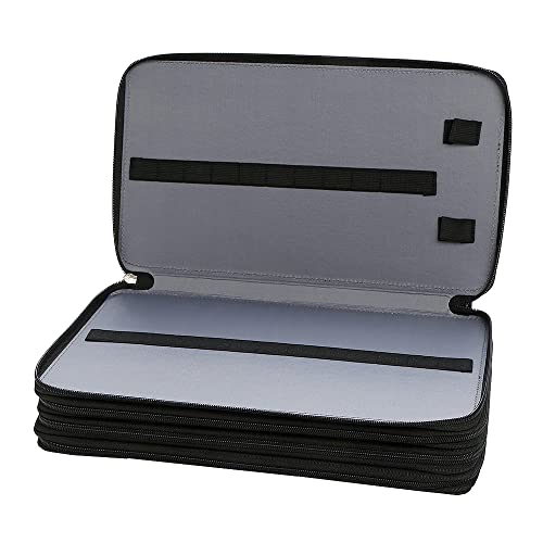 300 Slots Pencil Case 4-Layer Zipped Holder w/Handle - color: Black, size: 300