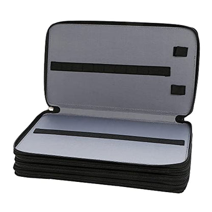 300 Slots Pencil Case 4-Layer Zipped Holder w/Handle - color: Black, size: 300