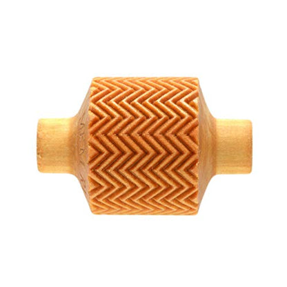 MKM Pottery Tools Wood Medium Handle Rollers for Clay (RM-016 Small Zigzag)