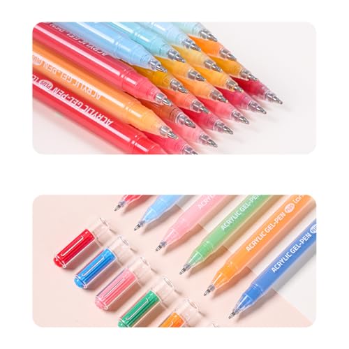 6 Colors 1.0mm Fine Pointed Acrylic Gel Pen Set,White - color: White