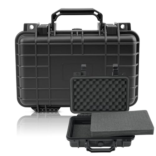 NineLeaf Waterproof Hard Case with Foam, Heavy Duty Protective Dry Box - color: Black Hard Case, size: 11.6 x 8.6 x 3.9 Inch