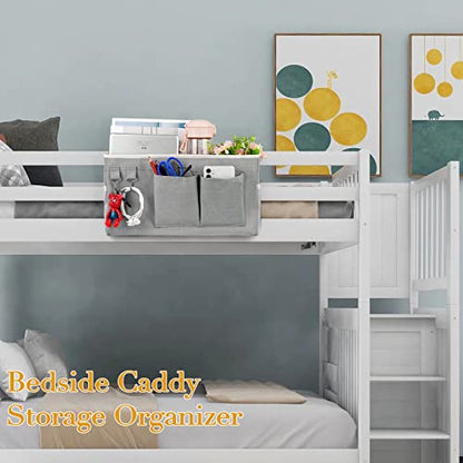 Bedside Caddy Bedside Storage Bag for Headboards/Bunk Bed - color: 2PC Grey