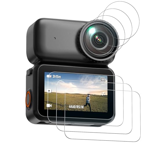 AMAZEAR Lens & Screen Protector for DJI Osmo Nano/Xtra Atto Accessories, 6 Pack HD Full Protection Nano Tempered Glass 9H Multi Coated 2.5D Curved Film Kit Scratchproof Oilproof